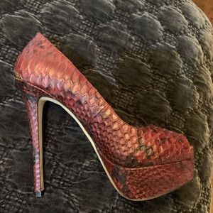 Michael Kors red snakeskin pumps